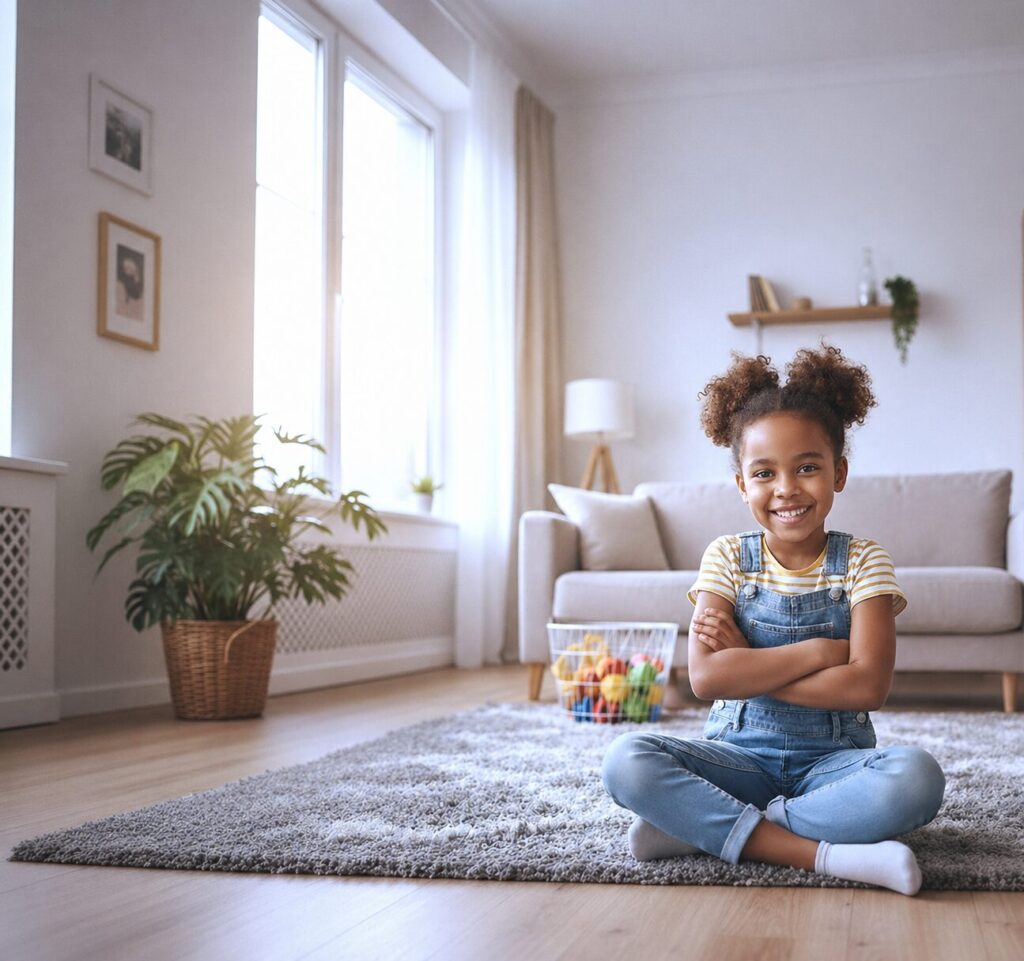 Female child sitting smiling